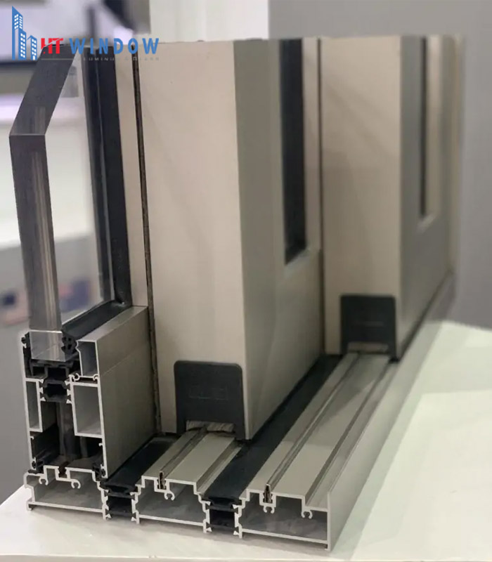 Mặt cắt cửa đi trượt nâng 3 cánh 3 ray Civro