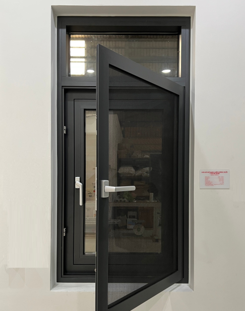 cửa sổ mở quay kèm lưới côn trùng nhôm hopo 118