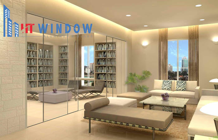 Mẫu vách kính phòng khách đẹp