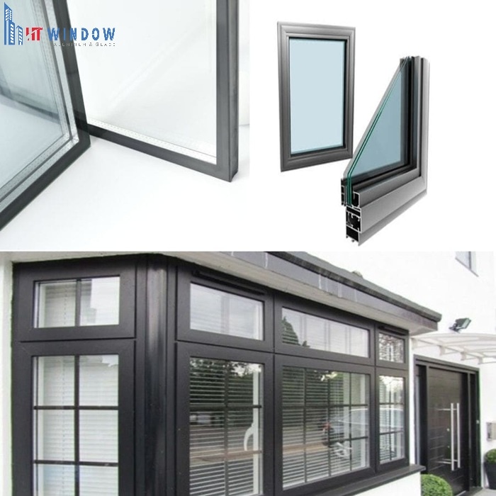 Cửa nhôm kính 2 lớp là loại cửa sử dụng khung nhôm định hình kết hợp với kính hộp