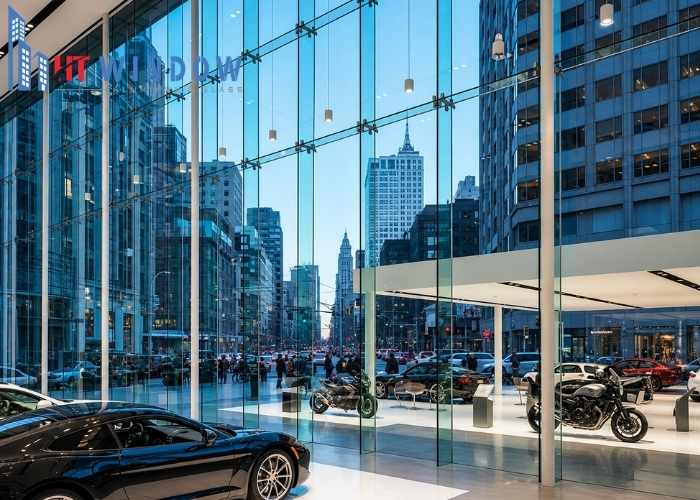 Các showroom trưng bày thường sử dụng vách kính để khách hàng dễ dàng quan sát sản phẩm
