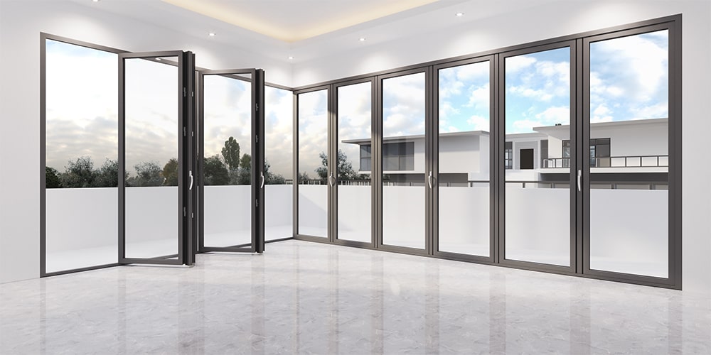 cửa xếp gấp kogen đa khoang hệ 68 ẩn bản lề