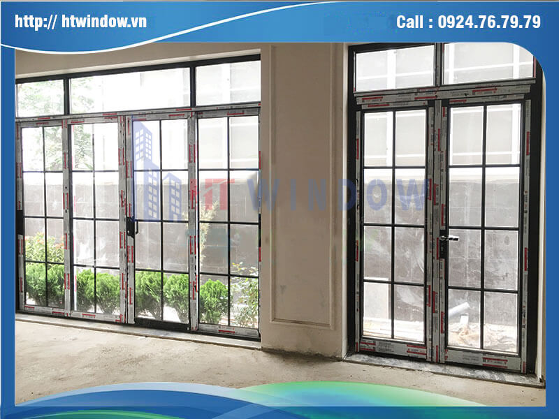 Cửa đi mở trượt 2 ray nhôm Xingfa