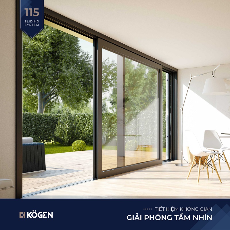 cửa sổ mở trượt nhôm kogen đa khoang hệ 93