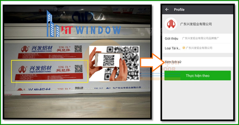 Sử dụng phần mềm quét mã QR code kiểm tra tem nhôm Xingfa Quảng Đông